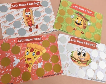 Food Scratch-Off Savings Challenges | 5X7 | 3 100 and 1 50 Dollar Savings | 1 Sided Challenge
