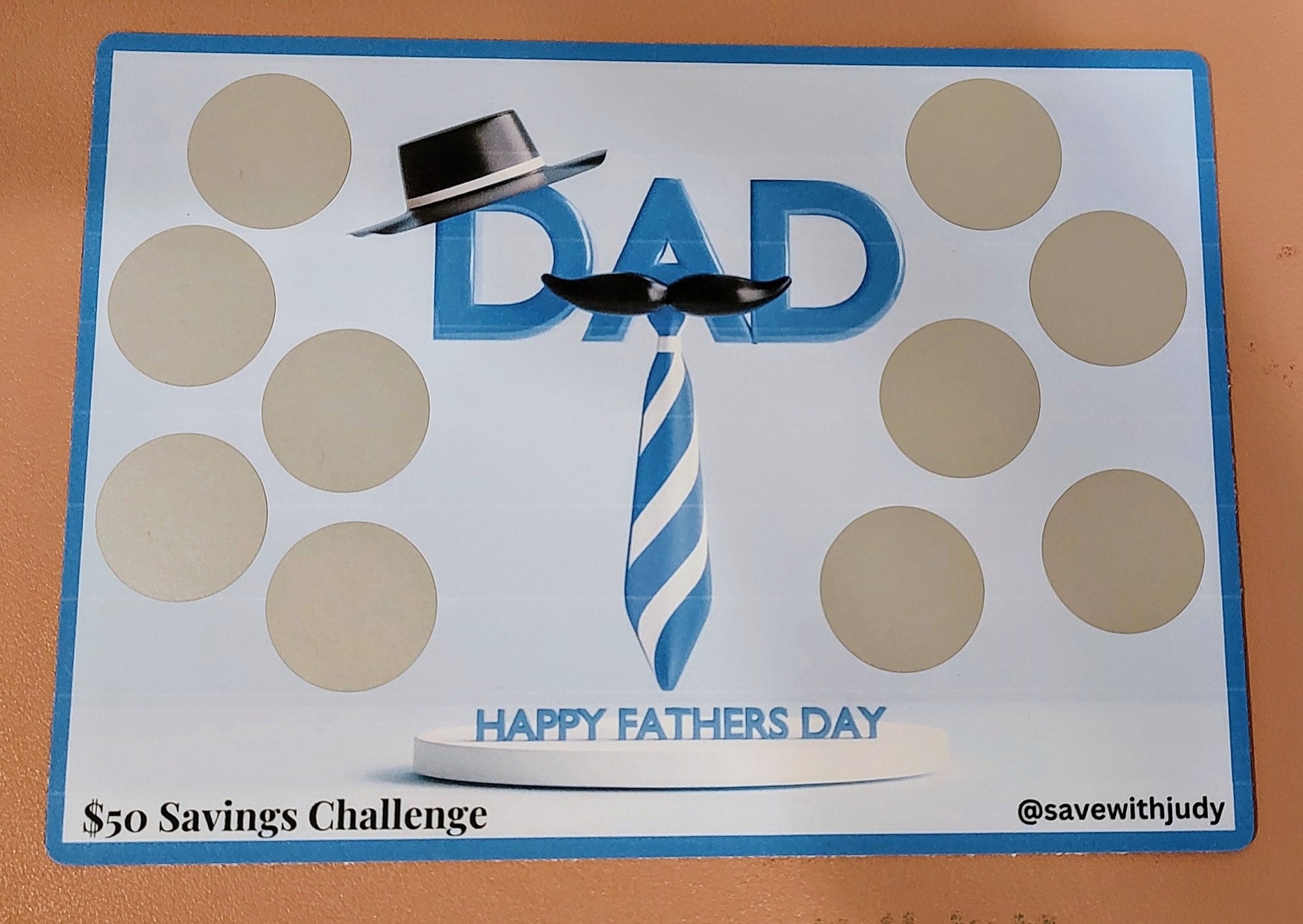 Father's Day Scratch-Off Savings Challenge | 5X7 | 50 Dollar Savings | 1 Sided Challenge