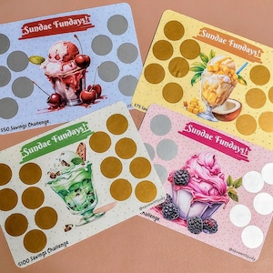 Sundae Funday Scratch-Off Savings Challenge | Financial Goal Tracker