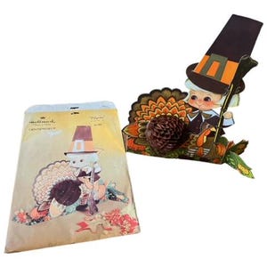 Poinçonnage, vintage, carton, centre de table, PILGRIM, action de grâces, dinde, récolte