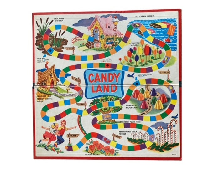 195060s Candy Land Game Board, Game Board Only, 4921 X , Milton