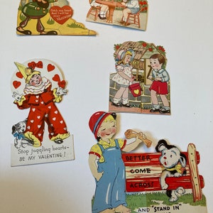 Lot de cadeaux vintage pour la Saint-Valentin, clown, garçon, vœux de réussite, Allemagne et États-Unis, cartes de la Saint-Valentin