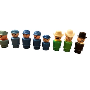 Fisher Price. Gente, líder del grupo, vaqueros, conductores, trabajadores, carteros, policías.