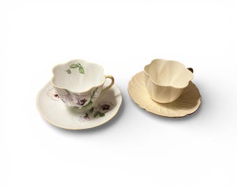 Shelley Sold Separately Pansy and Beige Yellow Teacups
