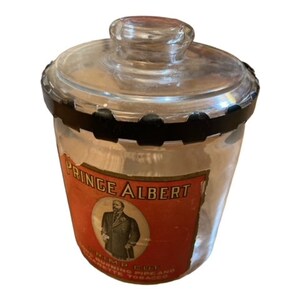 prince albert tobacco jar Prince Albert Tobacco , Tobacco Jar , Glass Jar , Pipe Tobacco Jar ,  Antique Counter Jar , Humidor