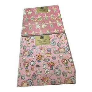vintage, papier cadeau, papier, scrapbooking, papier, vendu séparément, thé, théières, tasses, dîner, rose, enfants, marque Plaza