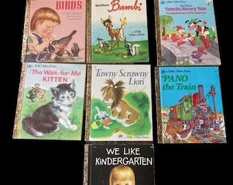 Vintage Lot Little Golden Books Classic Children's Literature Collectibles Bambi Disney Mickey Mouse