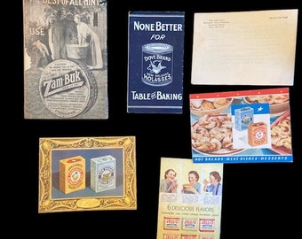 1940s Baking Cooking Pamplets Booklets Jello Zambuk Arm & Hammer Wartime Food Commission Dove Brand