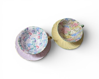 Shelley Sold Separately Chintz Floral Teacups UK Lilac Summer Glory