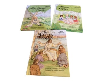 Trio of Books , Alice in Bible Land , 23rd Psalm , Prayers and Graces , Lords Prayer , Alice J Davidson , Hard cover