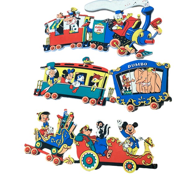 Vintage , Wall Decor , The Dolly toy co , 1952 ,Walt Disney , Train , Mickey Mouse , Goofy ,Donald Duck,Wall Hanging