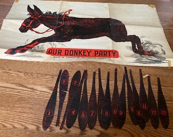 1950s , Paper Board , Game Board Only ,Pin the tail , Donkey ,Tails , Paper Game , Canada Games