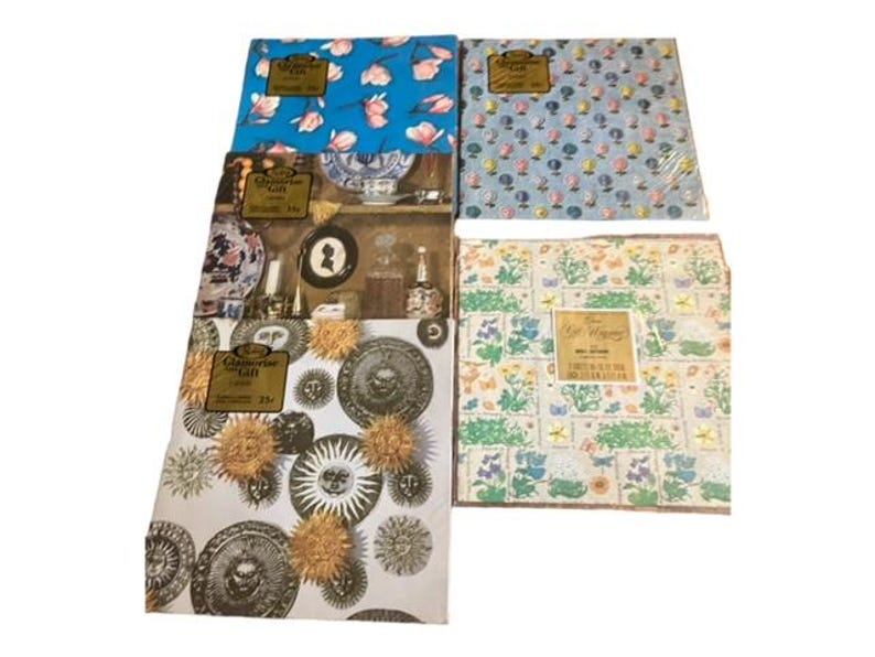 Perkins Paper Vintage Perkins Floral Wrapping Paper, 1960s Scrapbook Variety, Unused ...