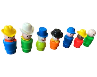Vintage Fisher Price Little People, Clown, Cowboy, Farm Boy, Dad
