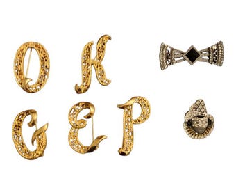 Vintage, Unsigned , Sold Separately , Costume Jewelry , Brooches , Vintage Monogram , Art Deco , Clown Jester
