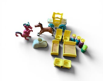 Fisher Price Little People Castle Accessories: Horse, Dragon, Carriage, Figures, Beds