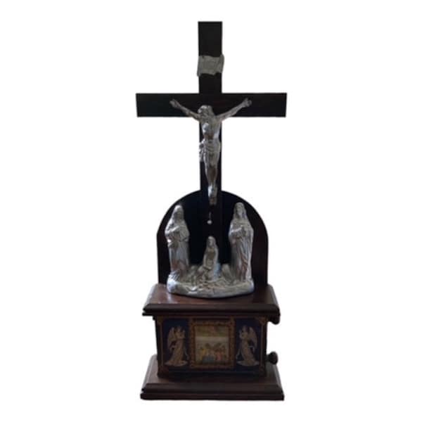 Scroll Shrine , Vintage , Roman Catholic , Stations of the Cross , Mary , Jesus , Christianity , Wood , Cross , Glass , Holy , Quebec