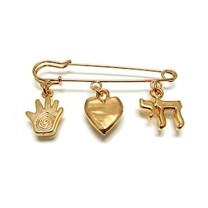 Baby brooch gold, Jewish baby gifts, Judaica brooches, Jewish Chai, Christening gifts