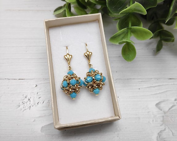 Buy Turquoise Gold Earrings, Turquoise Earrings With Drop Leaf Earrings, Genuine  Turquoise Earrings, Real Gemstone Earrings, Turquoise Jewelry Online in  India - Etsy