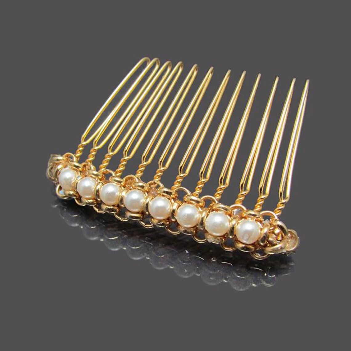 Gold Pearl Hair Comb Hair Comb Chain Bridal Hair Comb Etsy