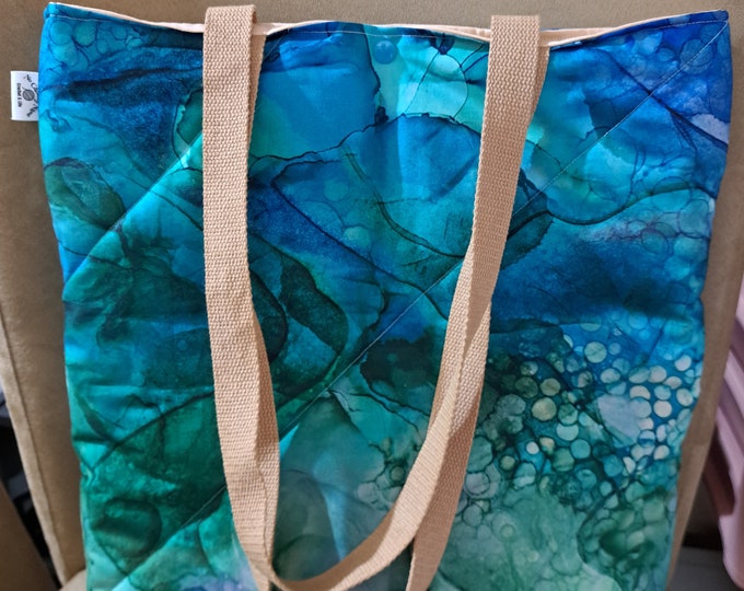 Underwater Quilted Tote Bag, Crochet Project Bag, Knit Project Bag Etsy