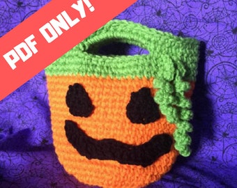 Jack O' Lantern Candy Tote  Crochet Pattern