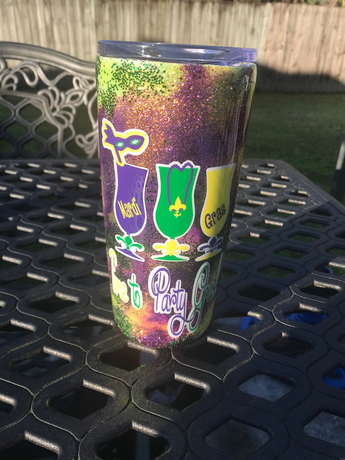 Personalized Mardi Gras Glitter Tumbler 20oz personalized Etsy