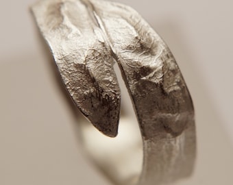 Individual silver ring designed according to natural model