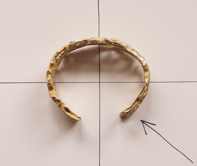 Silver bangle with partial gilding and interesting wild structures image 8