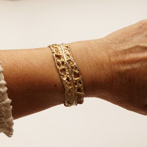 Silver bangle with partial gilding and interesting wild structures image 5