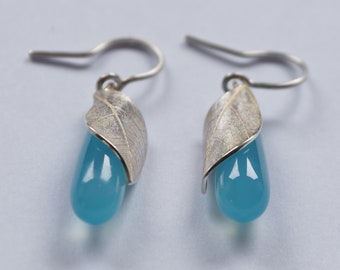 Earrings made of chalcedony and silver unique pieces