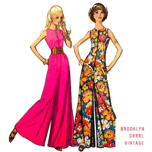Vintage Sewing Pattern 1970s Jumpsuit with Zipper Front / Bust 34 / PDF Pattern / Instant Download