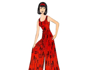 1960s Wide Leg Jumpsuit - Bust 31 (PAPER)