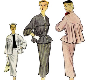 Bust 34 / PDF Pattern 50s Two Piece Suit, Jacket, Digital Sewing Pattern, Vintage 50s