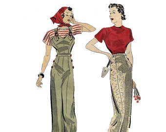 Patrón de costura vintage de los años 30 para overoles o pantalones / Busto 38 / Patrón PDF de los años 30 / Descarga instantánea