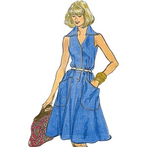 Vintage Sewing Pattern 1970s Summer Tent Dress with Pockets / Bust 38 / PDF Pattern / Instant Download