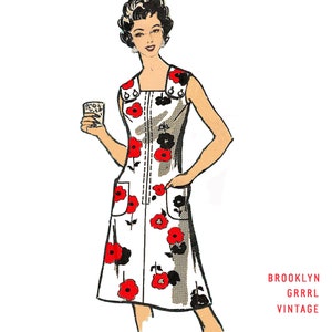 Vintage Schnittmuster 1960er Jahre Sonnen-Kleid mit Taschen / Büste 36 / PDF Pattern / Instant Download