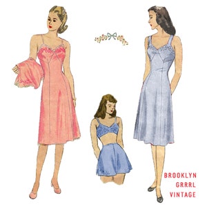 Vintage Sewing Pattern 1940s Lingerie Set / Bust 32 / PDF Pattern / Instant Download