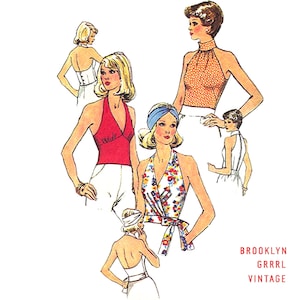 Vintage Schnittmuster 1970er Jahre Neckholder Tops in drei Stilen / Büste 36 / PDF Schnittmuster / Instant Download