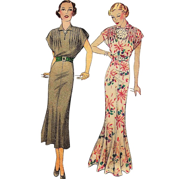 Bust 34 / PDF Pattern 30s Day and Evening Frock, PDF Download Pattern