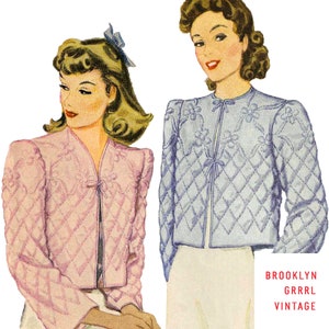Paper Sewing Pattern / Vintage Sewing Pattern 1940s Quilted Bed Jacket / Bust 34-36 / PAPER Pattern