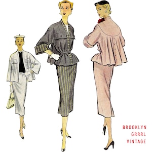 1950s Swing Coat Suit Set Sewing Pattern: Bust 34 (PDF Pattern)
