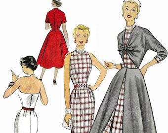 Bust 34 / PDF Pattern 50s Sheath and Overdress, Digital Sewing Pattern, Vintage 50s