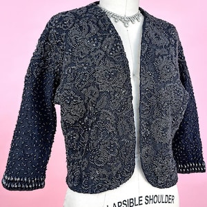 Vintage Heavily Beaded Bolero / Fits up to a Bust 38 / Vintage Beaded Sweater