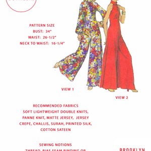 1970s Jumpsuit Pattern - Bust 34 – (PDF) - Etsy