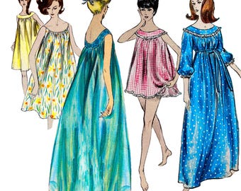 1960's Nightgown in Three Lengths - Bust 34 (PDF)