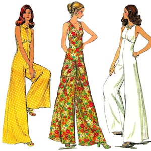 1970s Jumpsuit - Three Styles - Bust 38 (PDF)