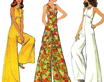 1970s Jumpsuit - Three Styles - Bust 38 (PDF)