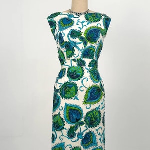 1960s Beaded Malcolm Starr Dress: Vintage Summer Evening Gown (Waist 26)