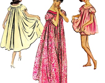 1950's Nightgown in Three Lengths - Multiple Sizes (PAPER)
